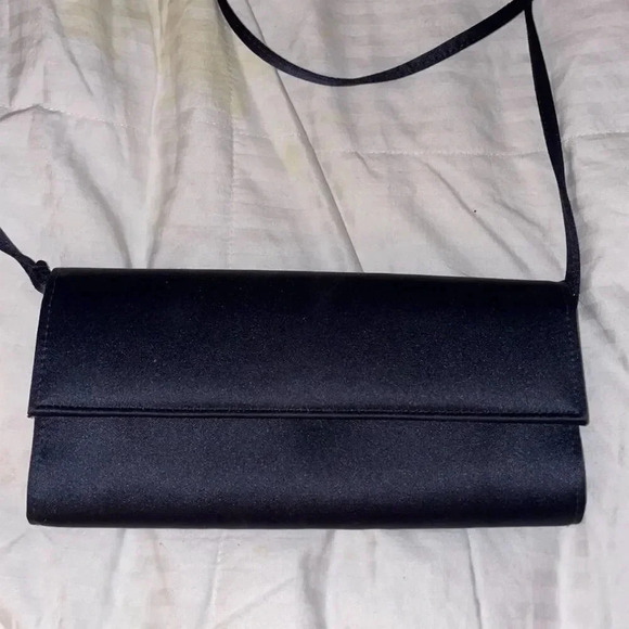 Vintage Vanessa Small Black Evening Bag Clutch Shoulder Removable Strap - Picture 1 of 5